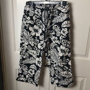 Ralph Lauren Size 6P Black White Drawstring Capri Cropped Chino Women’s Pants